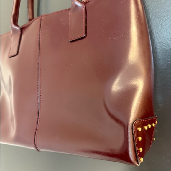 Arcadia Dark Burgundy Leather Shoulder Bag with Gold Accent GUC minor wear - Picture 7 of 13